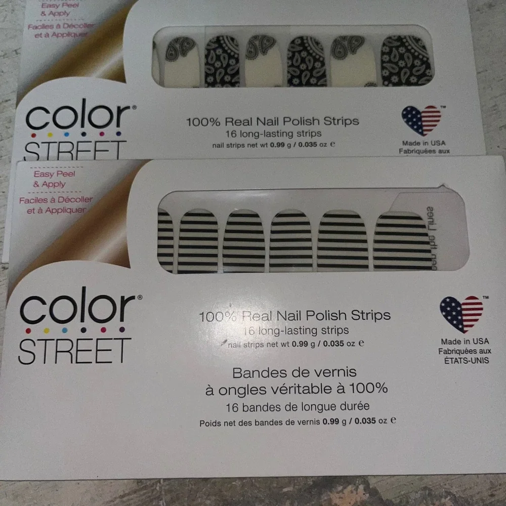 New Lot of 2 Color Street Nail Polish Strips Bandana Republic Between the Lines